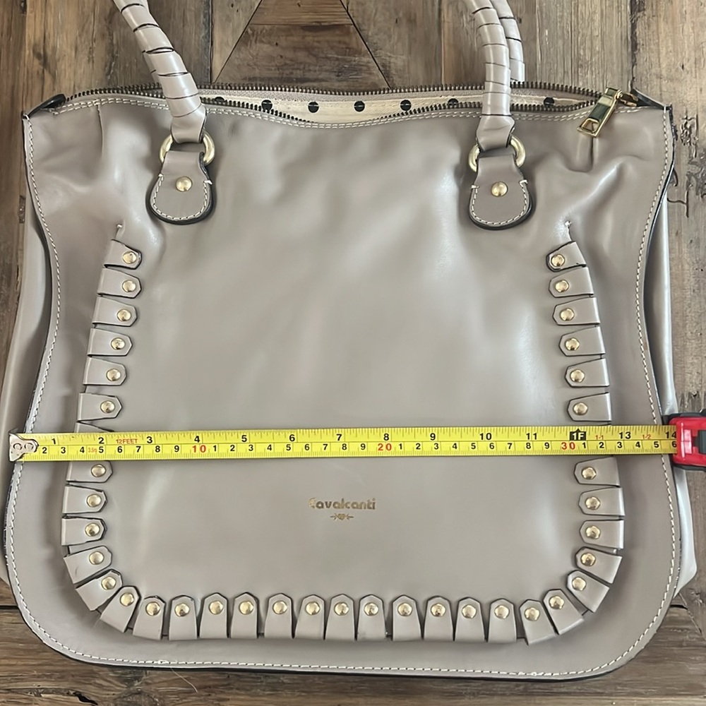 Cavalcanti Taupe Shoulder Bag with Stud Trim - Picture 10 of 14